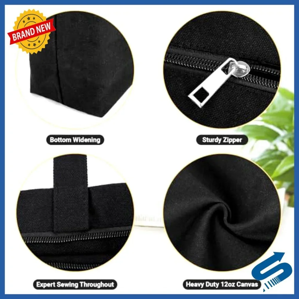 Heavy Duty Canvas Tote Bags Zippered Reusable Grocery Shopping Plain DIY Crafts